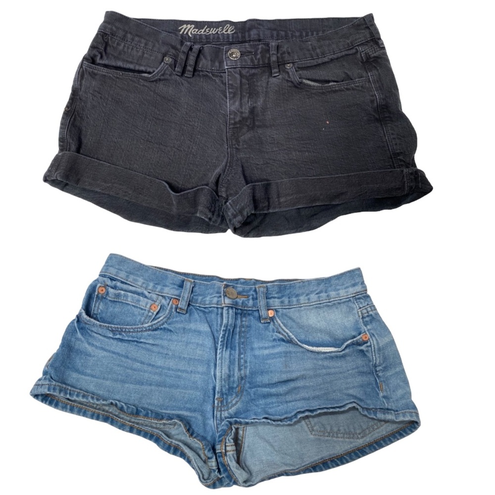 Lot of 2 Madewell Black Jean Shorts 28 BDG Mid Rise Short light wash size 27 27W